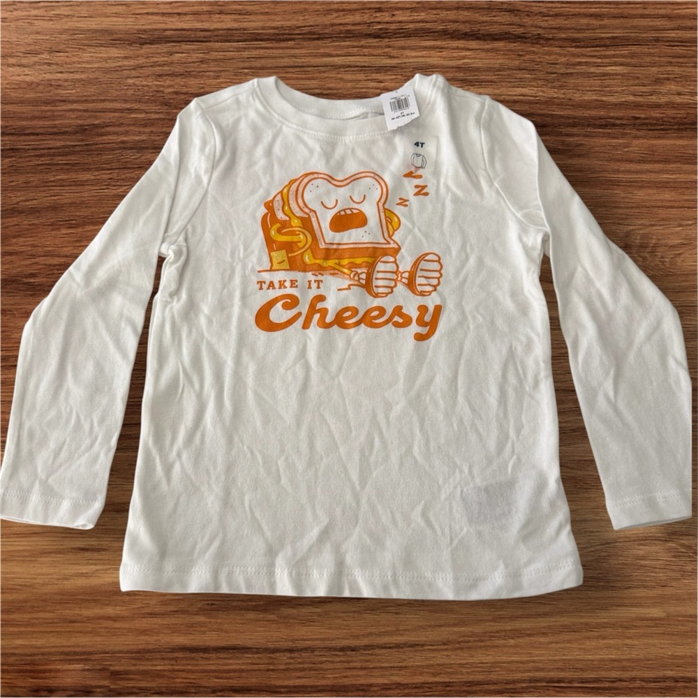 Old Navy Kids 'Take It Cheesy' Long Sleeve Tee - White and Orange